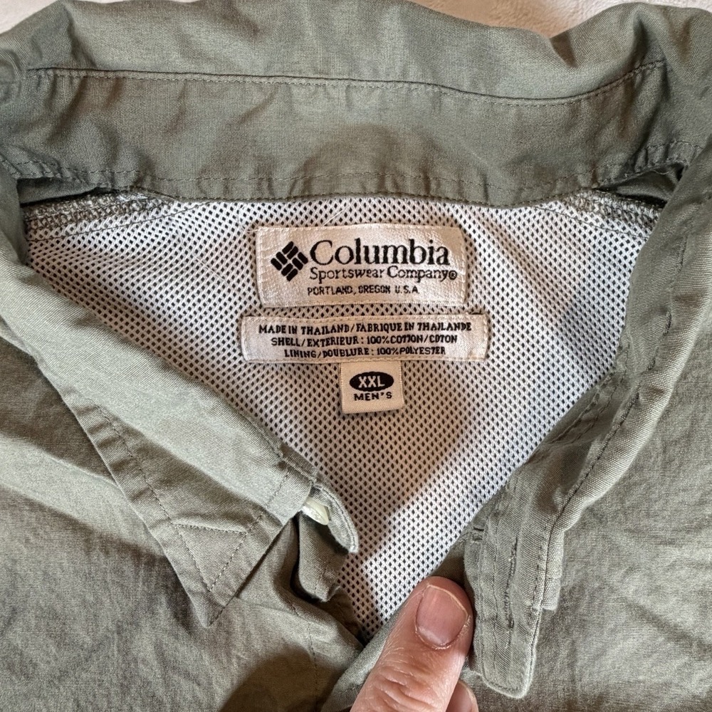 Columbia PFG Tamiami Fishing Shirt Mens Sz 2XL Green Short Sleeve UPF40 - Picture 3 of 10